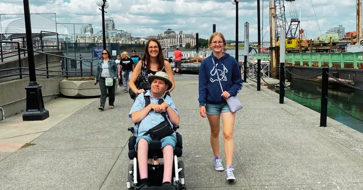 Paul and family visiting wheelchair accessible places in Victoria BC