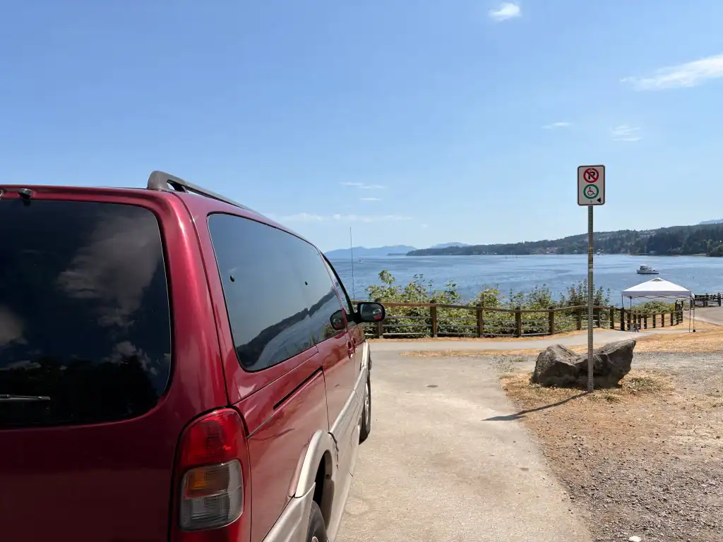 the wheelchair parking at Transfer Beach in Ladysmith